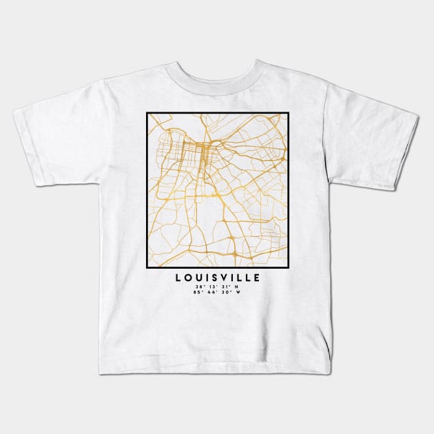 LOUISVILLE KENTUCKY CITY STREET MAP ART Kids T-Shirt by deificusArt